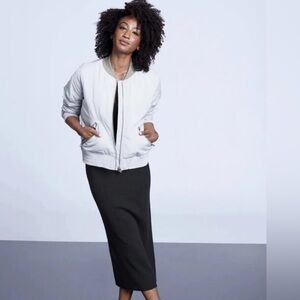 Athleta Women's North Star Bomber Jacket Light Gray (Size M)